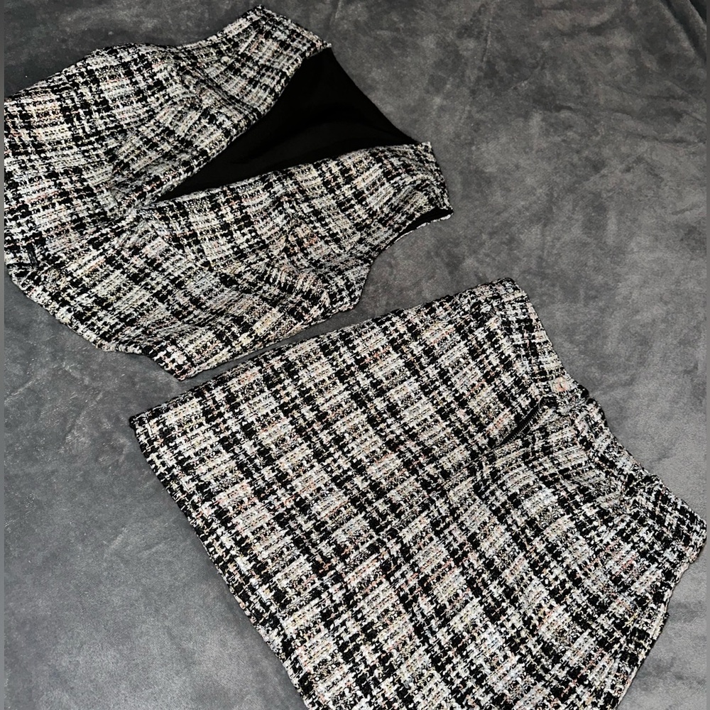 Plaid skirt set